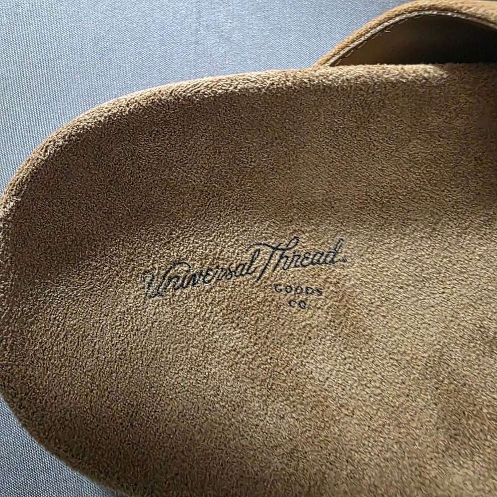 Universal Thread Ashton Brown Faux Suede Double Buckle Slide Sandals 11W New - Picture 4 of 6